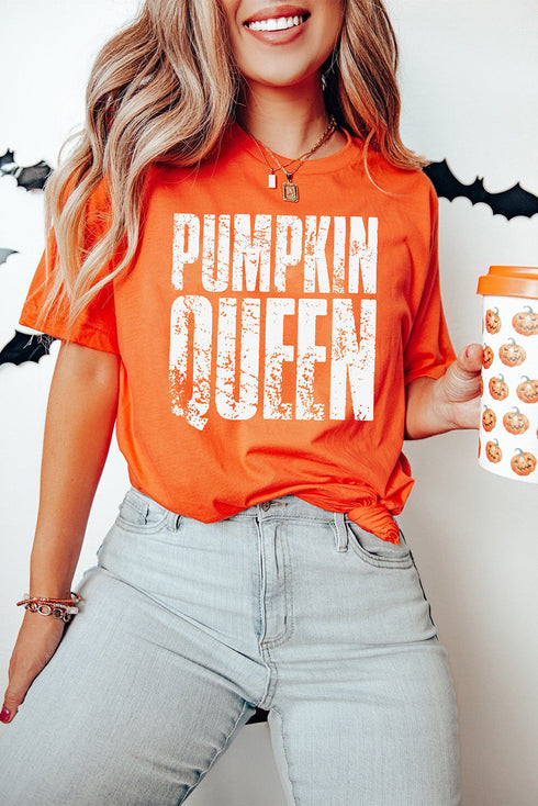 Pumpkin Queen Letter Print Oversized Graphic Tee