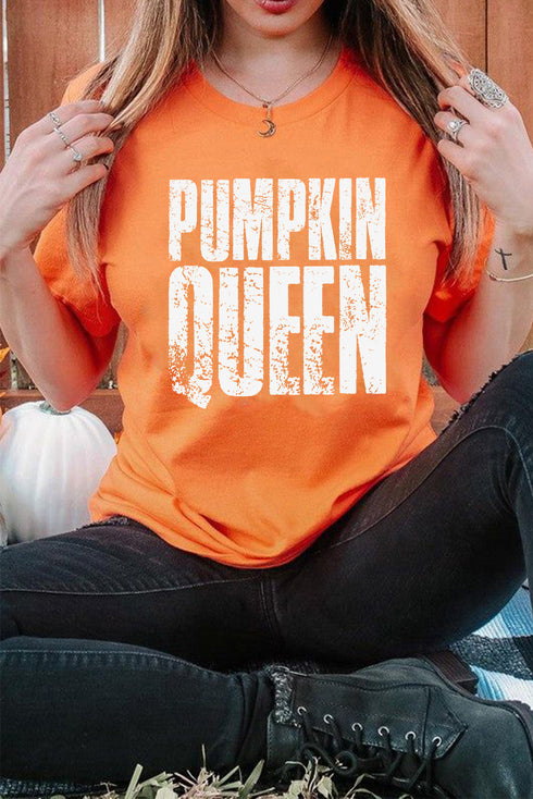 Pumpkin Queen Letter Print Oversized Graphic Tee