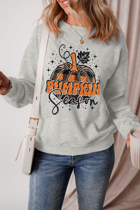 Pumpkin Season Graphic Crew Neck Pullover Sweatshirt