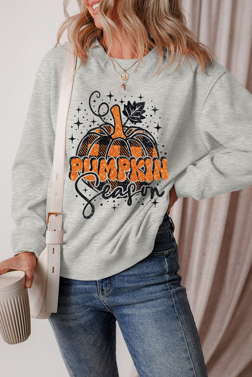 Pumpkin Season Graphic Crew Neck Pullover Sweatshirt