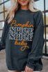 Pumpkin Spice Graphic Corded Knit Long Sleeve Pullover