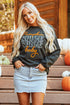 Pumpkin Spice Graphic Corded Knit Long Sleeve Pullover