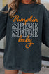 Pumpkin Spice Graphic Corded Knit Long Sleeve Pullover