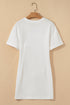 Pure Cotton Drop Shoulder Crew Neck Shift T Shirt Dress