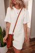 Pure Cotton Drop Shoulder Crew Neck Shift T Shirt Dress