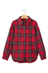 Pure Polyester Plaid Pattern Button Front Shacket