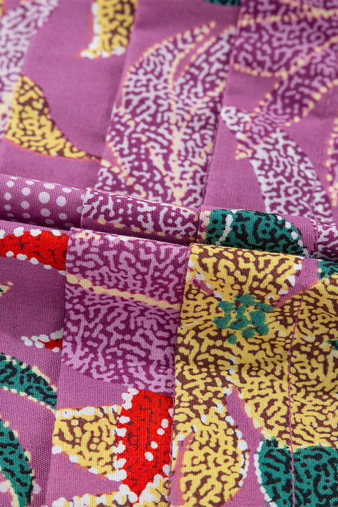 Purple Floral Print Sweetheart Neck Flutter Sleeve Blouse