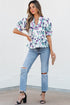 Purple Floral Ricrac Trim Half Sleeve Peplum Top