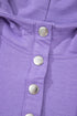 Purple Short Sleeve Buttoned Neck Kangaroo Pocket Hoodie
