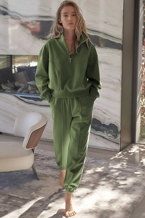 Quarter Zip Pullover And Pintuck Jogger Matching Set