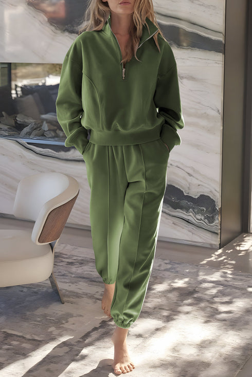 Quarter Zip Pullover And Pintuck Jogger Matching Set