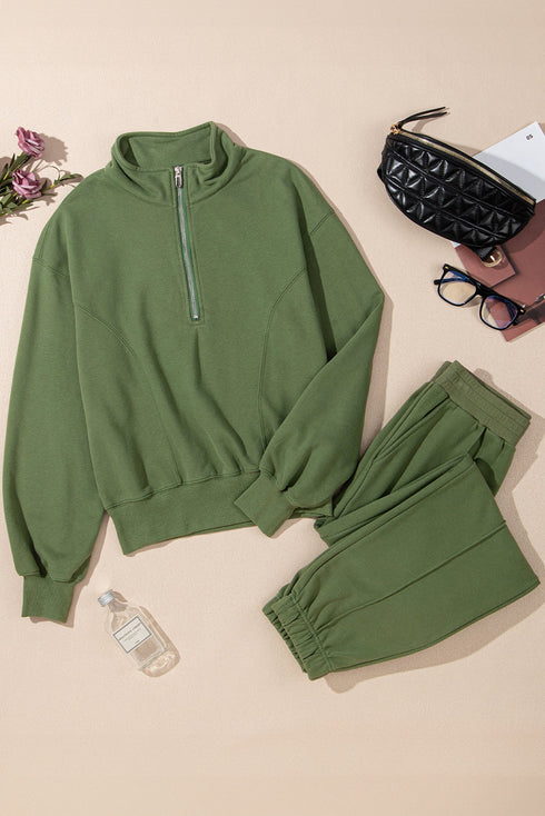 Quarter Zip Pullover And Pintuck Jogger Matching Set