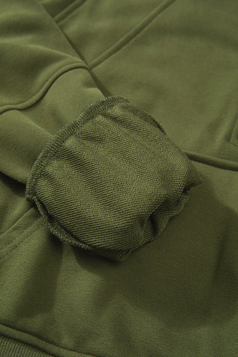 Quarter Zip Raglan Sleeve Kangaroo Pocket Sweatshirt