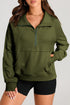 Quarter Zip Raglan Sleeve Kangaroo Pocket Sweatshirt