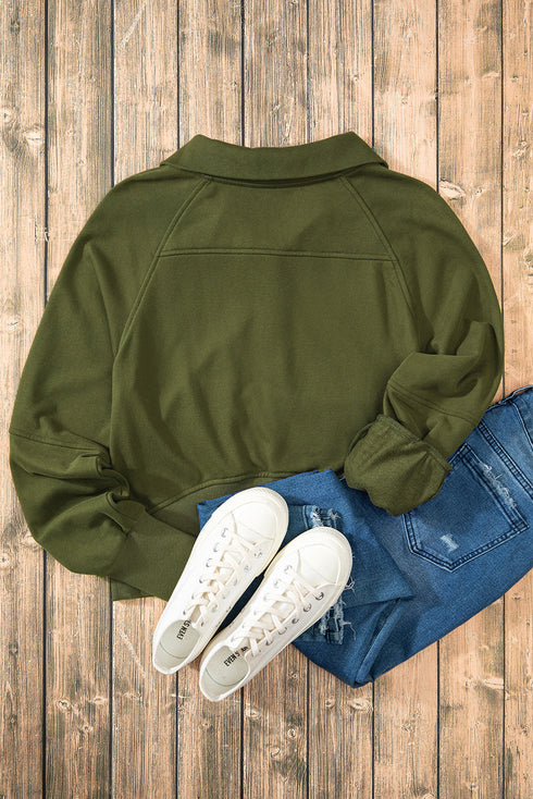 Quarter Zip Raglan Sleeve Kangaroo Pocket Sweatshirt