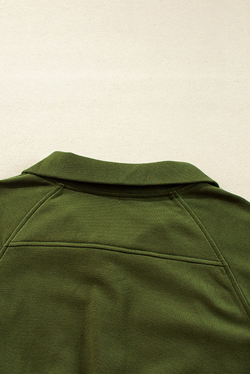 Quarter Zip Raglan Sleeve Kangaroo Pocket Sweatshirt