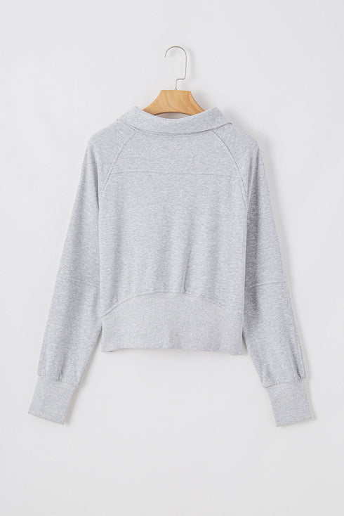 Quarter Zip Raglan Sleeve Kangaroo Pocket Sweatshirt