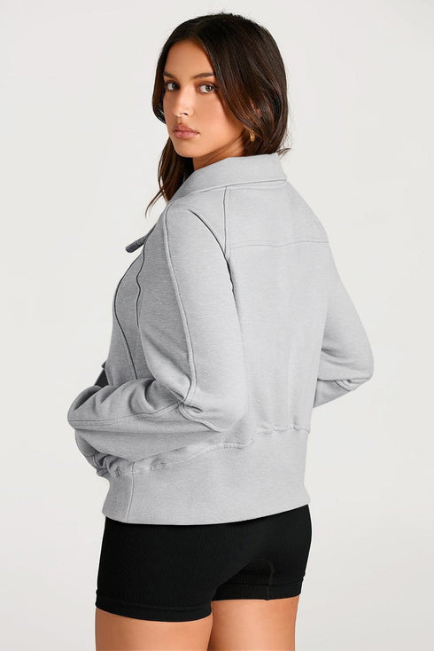 Quarter Zip Raglan Sleeve Kangaroo Pocket Sweatshirt