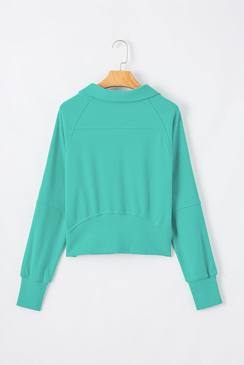 Quarter Zip Raglan Sleeve Kangaroo Pocket Sweatshirt