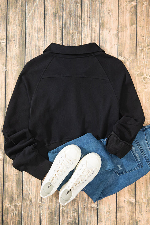 Quarter Zip Raglan Sleeve Kangaroo Pocket Sweatshirt