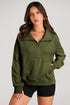 Quarter Zip Raglan Sleeve Kangaroo Pocket Sweatshirt