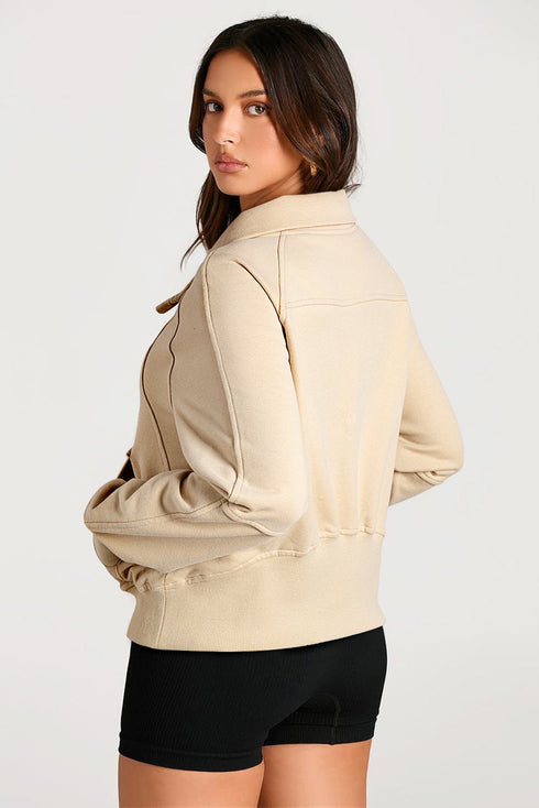 Quarter Zip Raglan Sleeve Kangaroo Pocket Sweatshirt