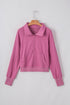Quarter Zip Raglan Sleeve Kangaroo Pocket Sweatshirt