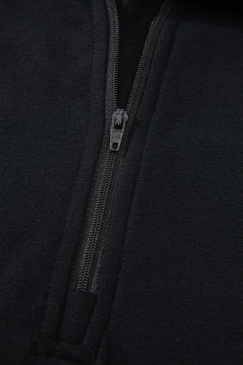 Quarter Zip Raglan Sleeve Kangaroo Pocket Sweatshirt
