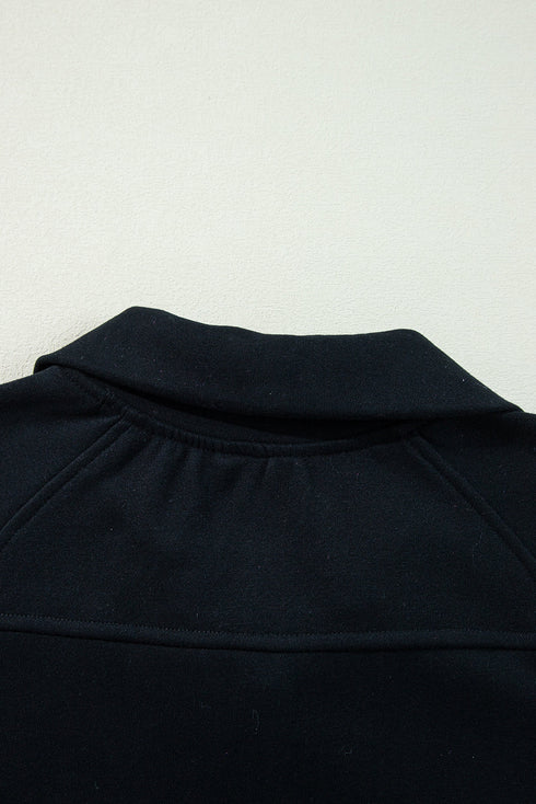 Quarter Zip Raglan Sleeve Kangaroo Pocket Sweatshirt