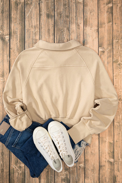 Quarter Zip Raglan Sleeve Kangaroo Pocket Sweatshirt