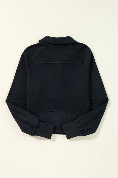 Quarter Zip Raglan Sleeve Kangaroo Pocket Sweatshirt