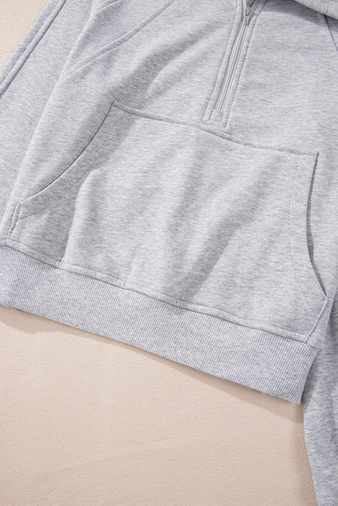 Quarter Zip Raglan Sleeve Kangaroo Pocket Sweatshirt