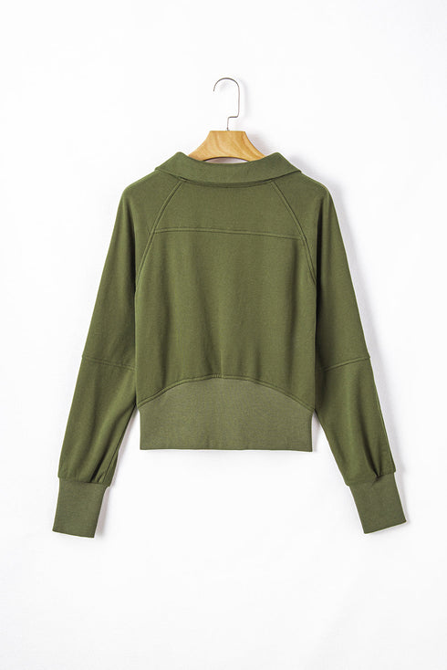 Quarter Zip Raglan Sleeve Kangaroo Pocket Sweatshirt