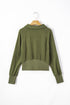 Quarter Zip Raglan Sleeve Kangaroo Pocket Sweatshirt