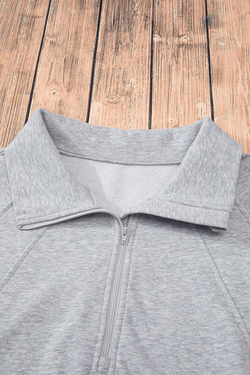 Quarter Zip Raglan Sleeve Kangaroo Pocket Sweatshirt