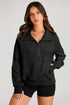 Quarter Zip Raglan Sleeve Kangaroo Pocket Sweatshirt