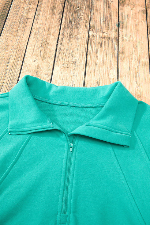 Quarter Zip Raglan Sleeve Kangaroo Pocket Sweatshirt