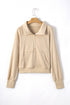Quarter Zip Raglan Sleeve Kangaroo Pocket Sweatshirt