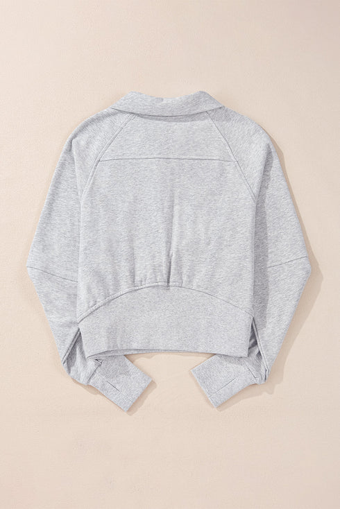 Quarter Zip Raglan Sleeve Kangaroo Pocket Sweatshirt