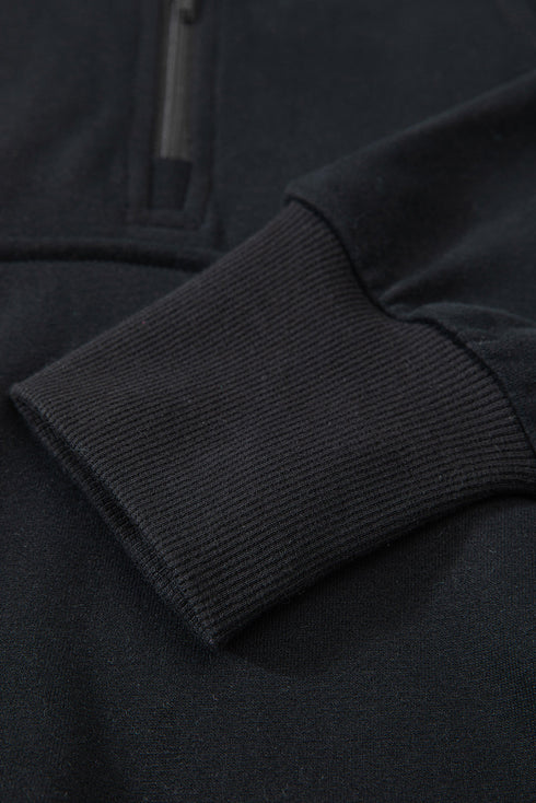 Quarter Zip Raglan Sleeve Kangaroo Pocket Sweatshirt