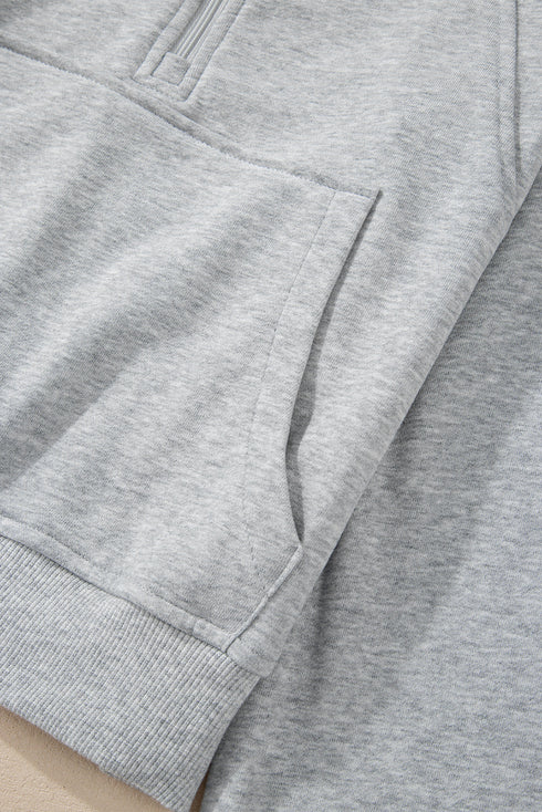 Quarter Zip Raglan Sleeve Kangaroo Pocket Sweatshirt