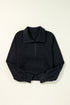 Quarter Zip Raglan Sleeve Kangaroo Pocket Sweatshirt