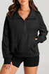 Quarter Zip Raglan Sleeve Kangaroo Pocket Sweatshirt