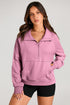 Quarter Zip Raglan Sleeve Kangaroo Pocket Sweatshirt