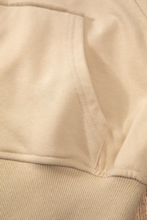Quarter Zip Raglan Sleeve Kangaroo Pocket Sweatshirt