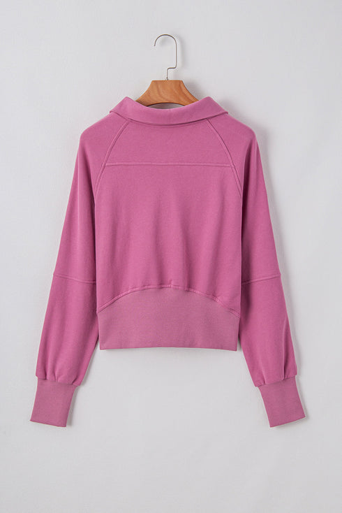 Quarter Zip Stand Neck Kangaroo Pocket Sweatshirt