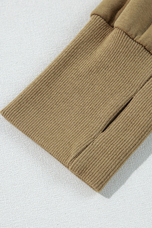 Quarter Zip Stand Neck Kangaroo Pocket Sweatshirt