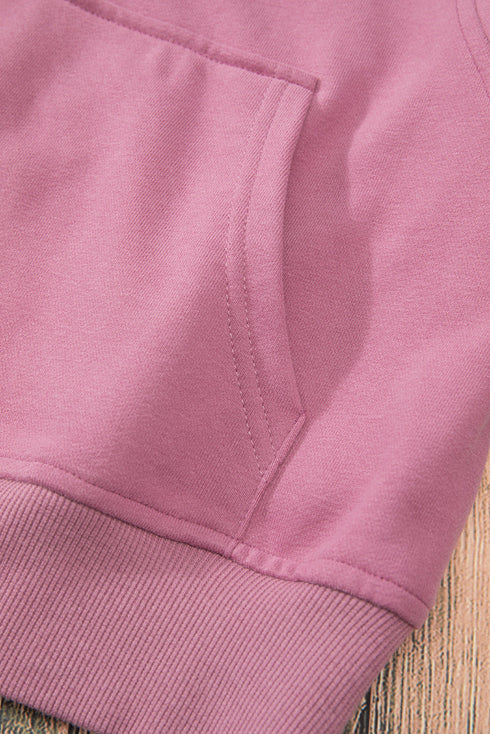 Quarter Zip Stand Neck Kangaroo Pocket Sweatshirt