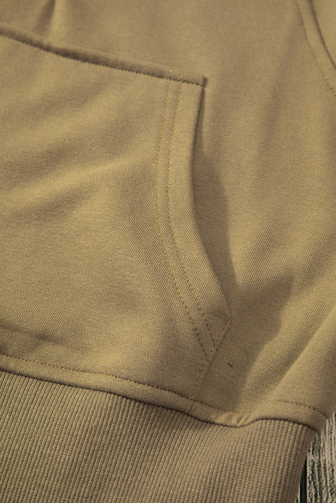 Quarter Zip Stand Neck Kangaroo Pocket Sweatshirt