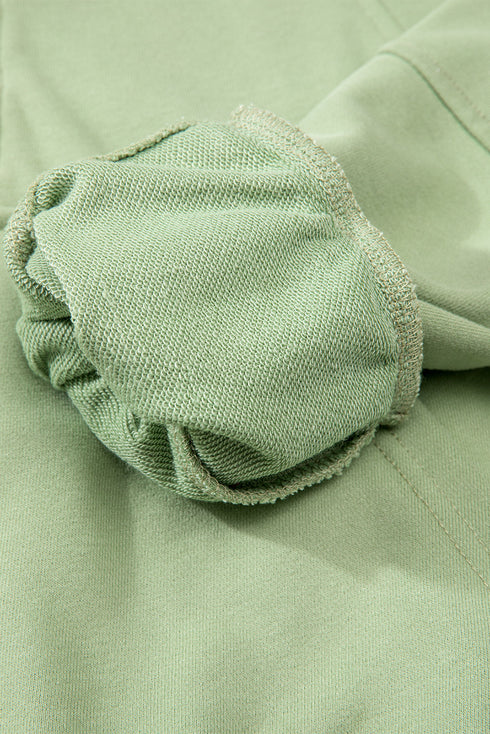 Quarter Zip Stand Neck Kangaroo Pocket Sweatshirt